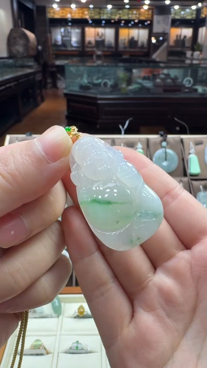 【闪购商品】翡翠颈饰18K金镶嵌财爷爷