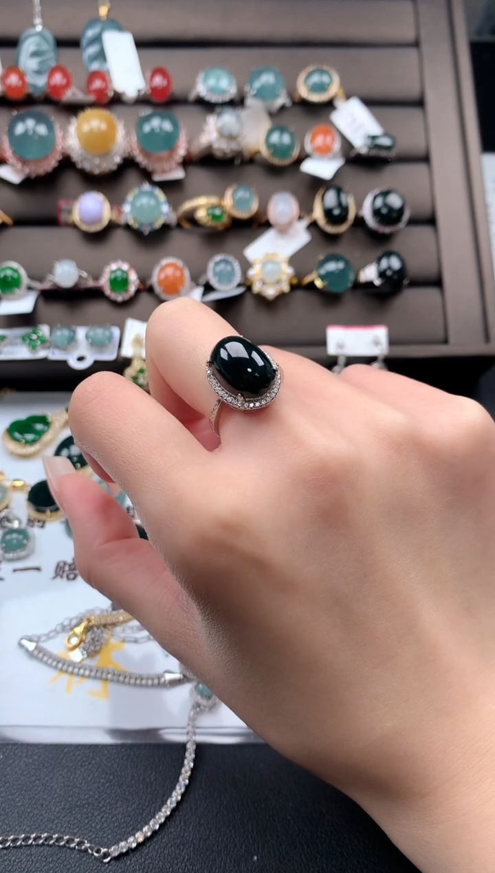 【闪购商品】翡翠戒指银S925镶嵌232131231