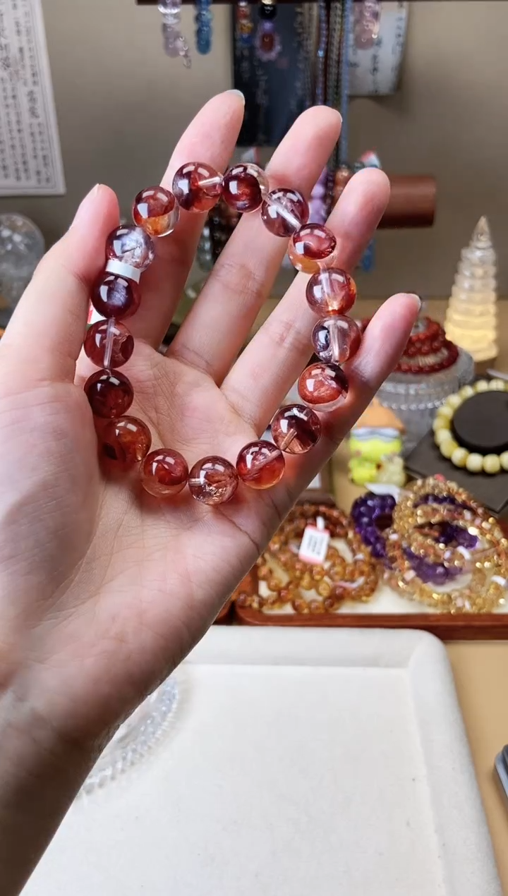 【闪购商品】水晶手链未镶嵌红胶花12.6mm