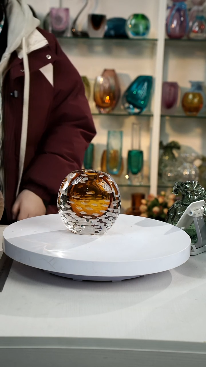 【闪购商品】琉璃【弘扬】高14轻奢琉璃花器正常手工痕迹