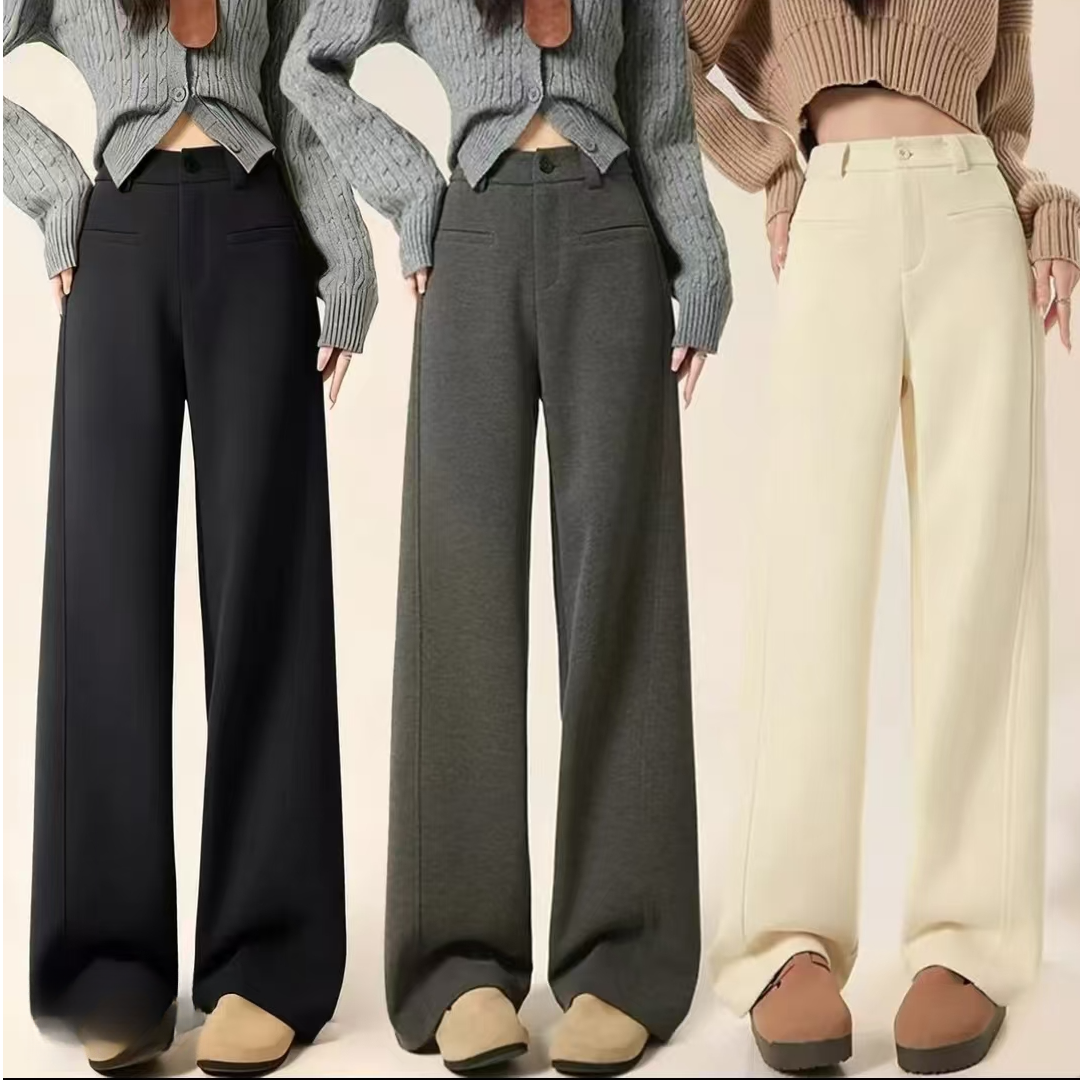 2025新款西装裤秋冬加厚磨毛毛呢直筒裤高腰弯刀裤百搭宽松休闲裤