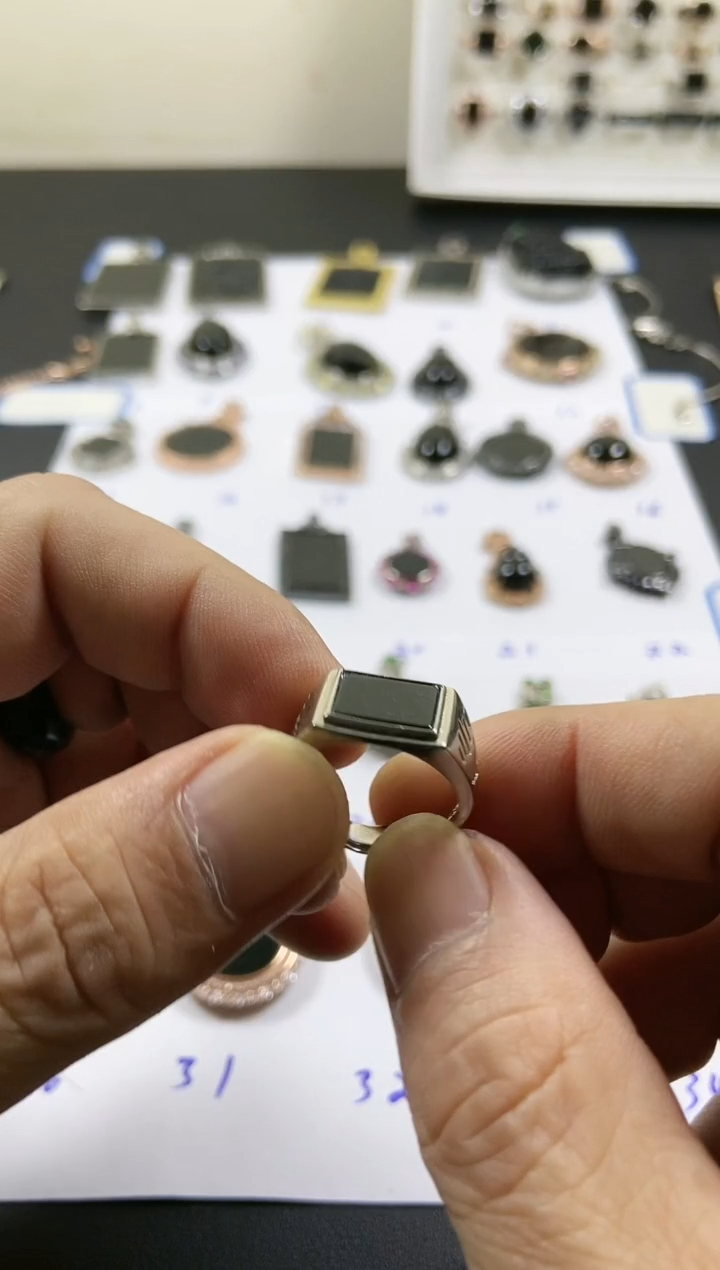 银S925镶嵌戒指翡翠男女同款