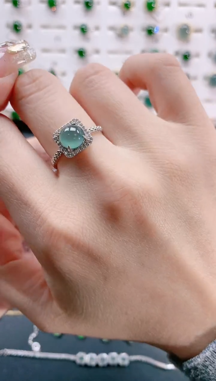 【闪购商品】翡翠戒指银S925镶嵌天然翡翠