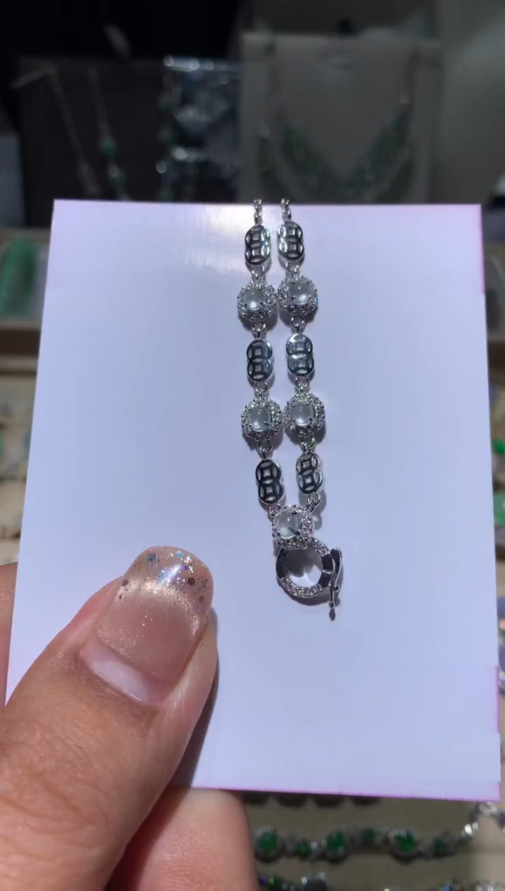 银S925镶嵌翡翠耳饰项链