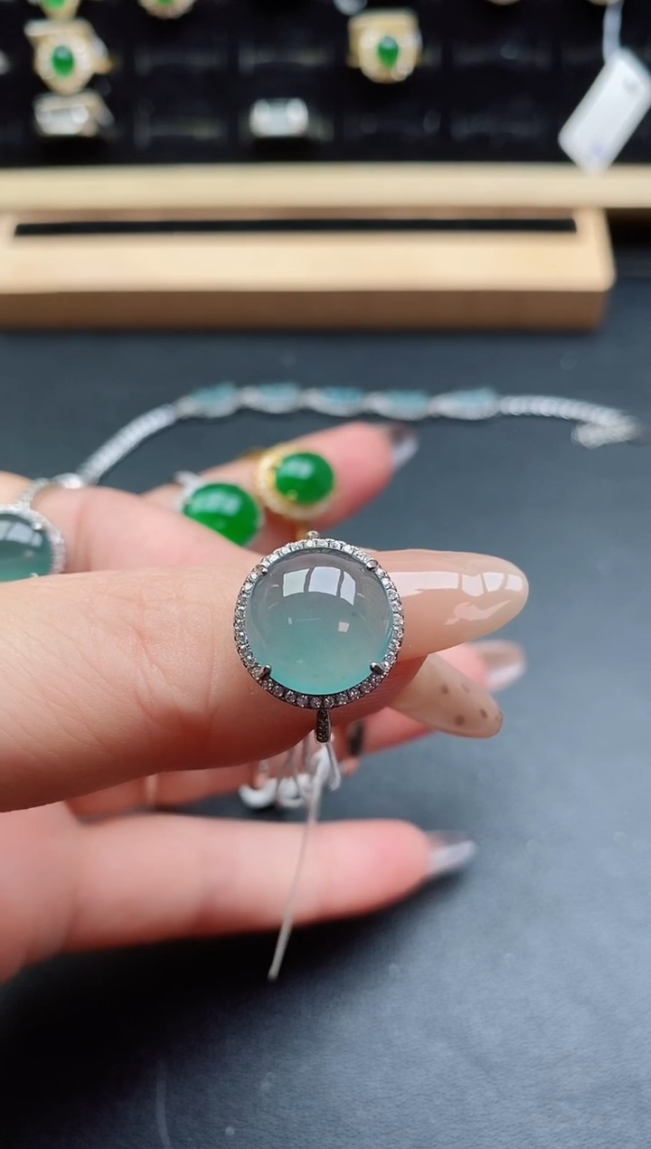 银S925镶嵌戒指翡翠1