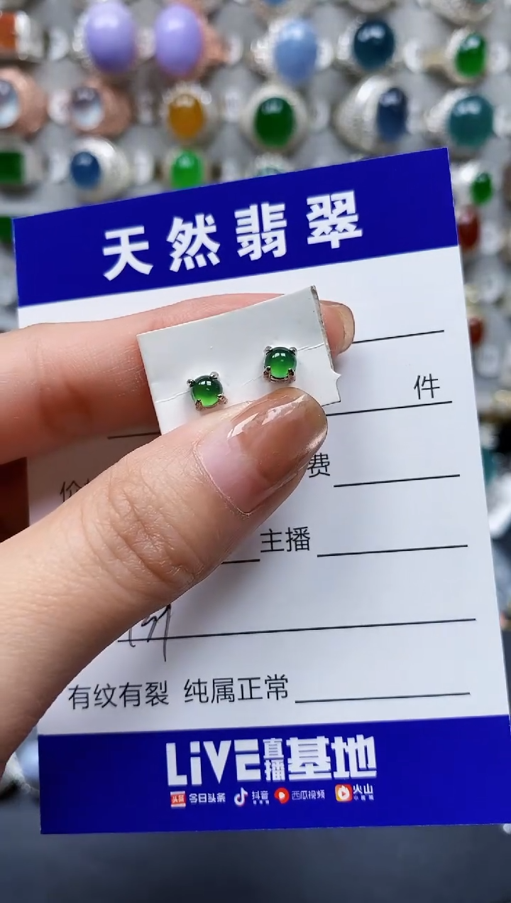 【闪购商品】翡翠耳饰银S925镶嵌0139