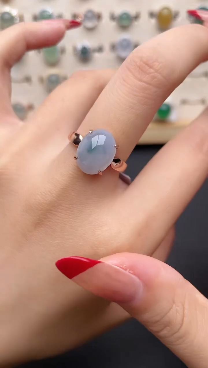 【闪购商品】翡翠戒指银S925镶嵌一物一证一礼盒