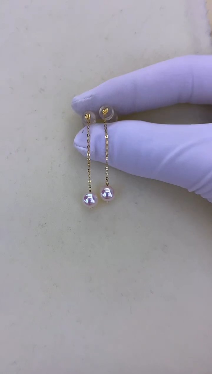 18K金镶嵌DA海水珍珠 GD040 6-7 耳线定制