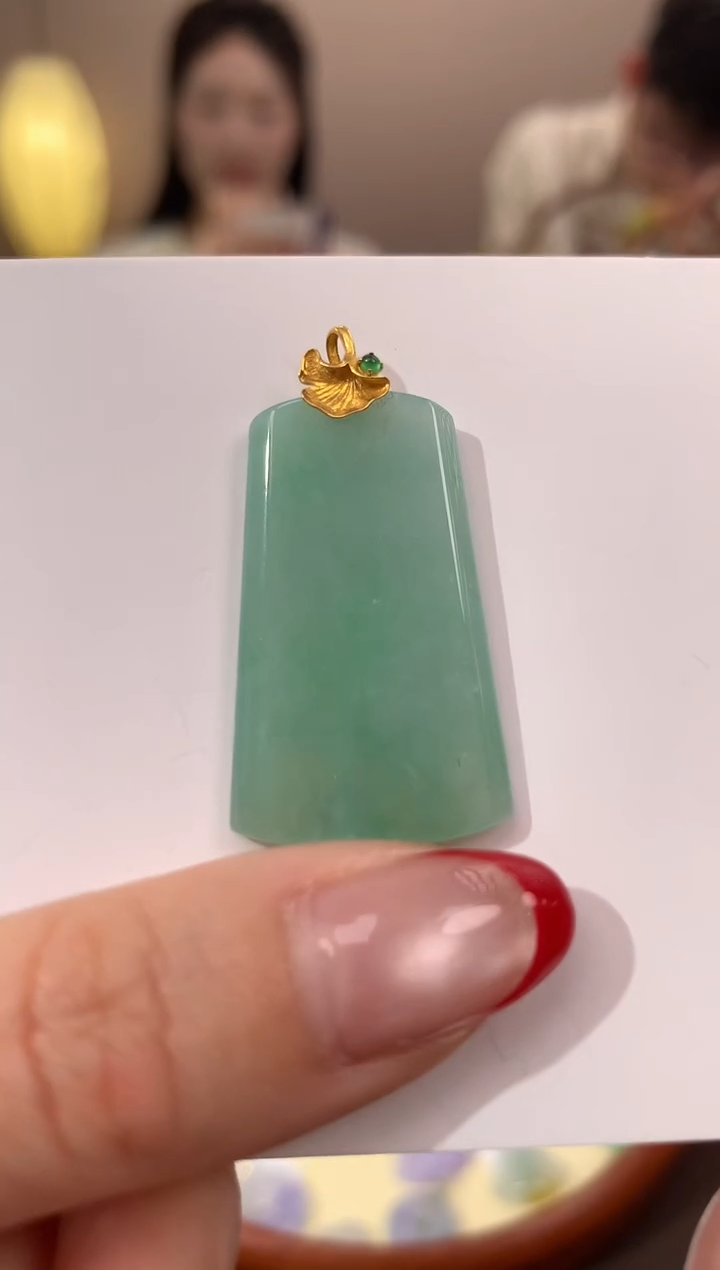 【闪购商品】翡翠颈饰18K金镶嵌天然缅甸a货翡翠