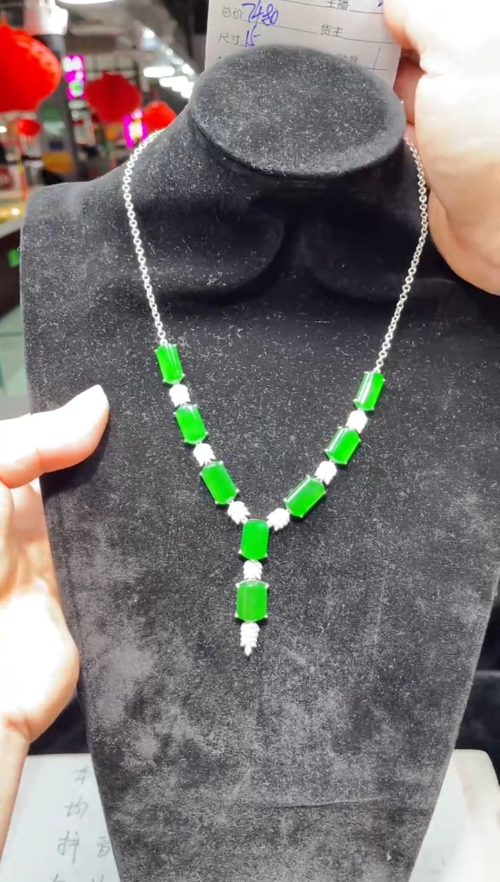 【闪购商品】翡翠项链银S925镶嵌0330589636