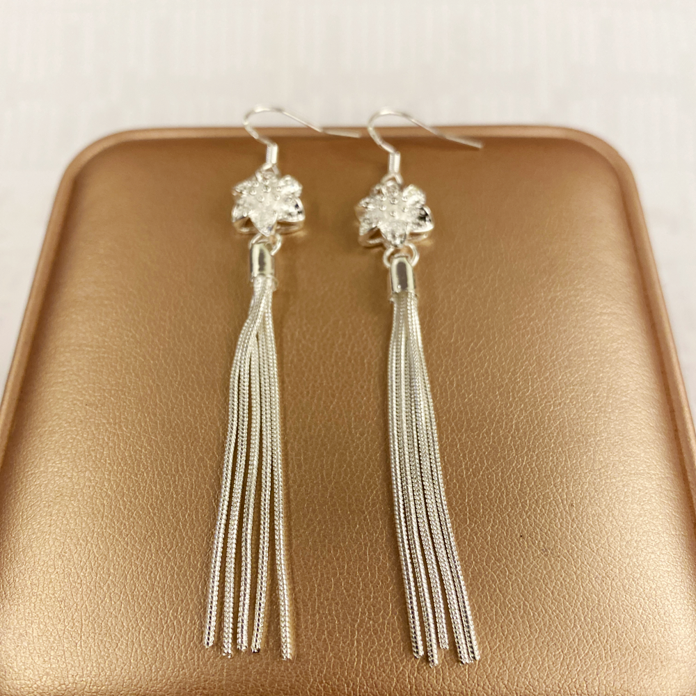   编号23  时尚茶花流苏耳环长款 （无礼盒）