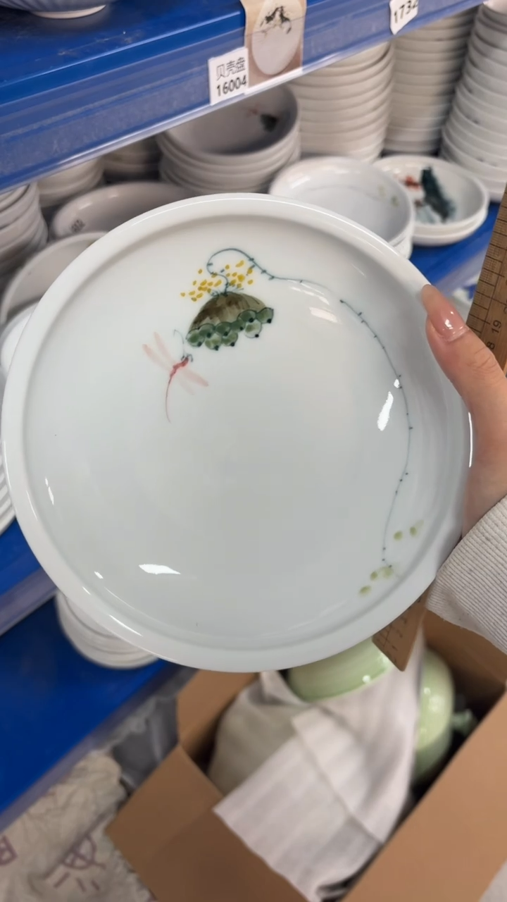 瓷片景德镇高温陶瓷食品级手绘釉中彩-大月亮盘