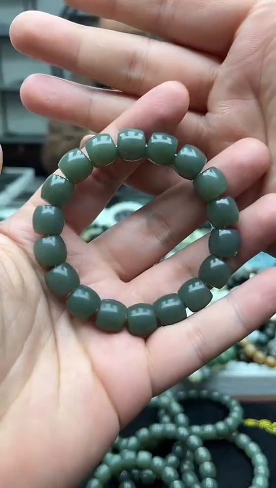 未镶嵌手串和田玉纯天然新疆且末正蓝12