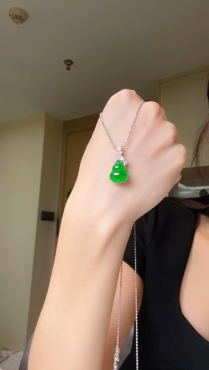 翡翠银S925镶嵌吊坠(不含链)天然翡翠吊坠