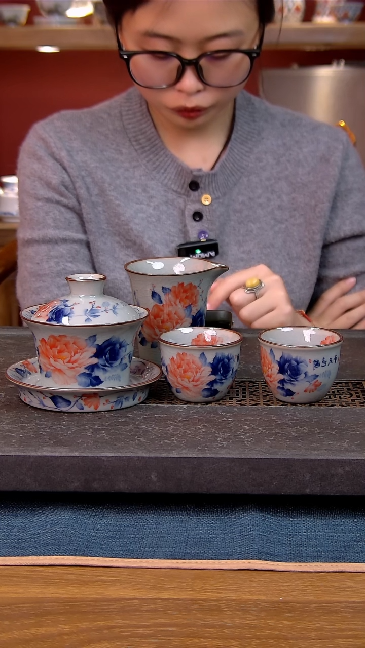 简装家用款4件套 老陶泥开片纹陶瓷茶具