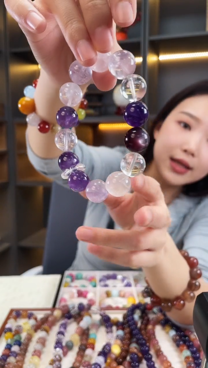 未镶嵌手链水晶紫锂云母紫水多宝手串