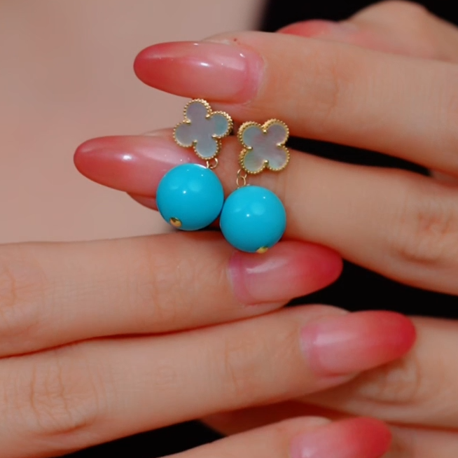 【玉峰珠宝丨安娜严选】松石耳饰18K金卡10【W9233】多样性发一