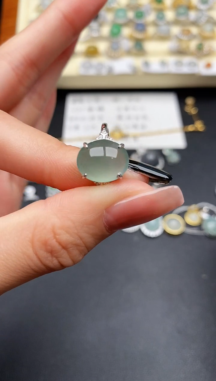 翡翠银S925镶嵌戒指44444444+3