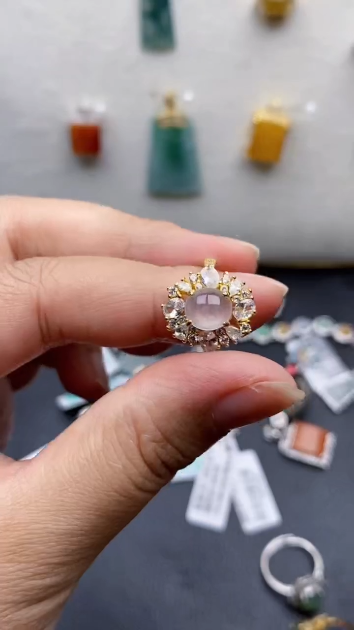 银S925镶嵌戒指翡翠1