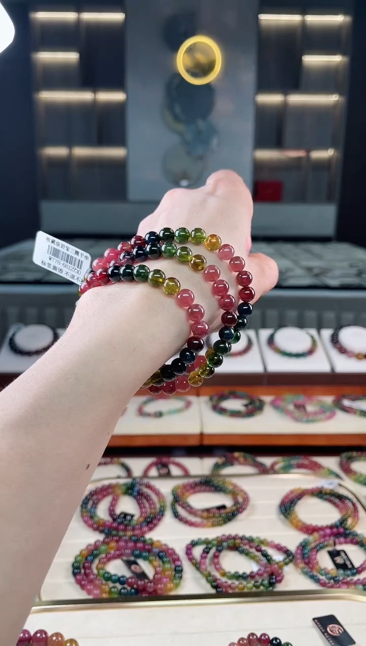 未镶嵌老矿碧玺三圈手串6mm+碧玺多样性发一条 T