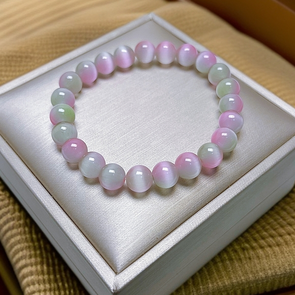 【双色猫眼】渐变双色猫眼西瓜色简约手链-S188