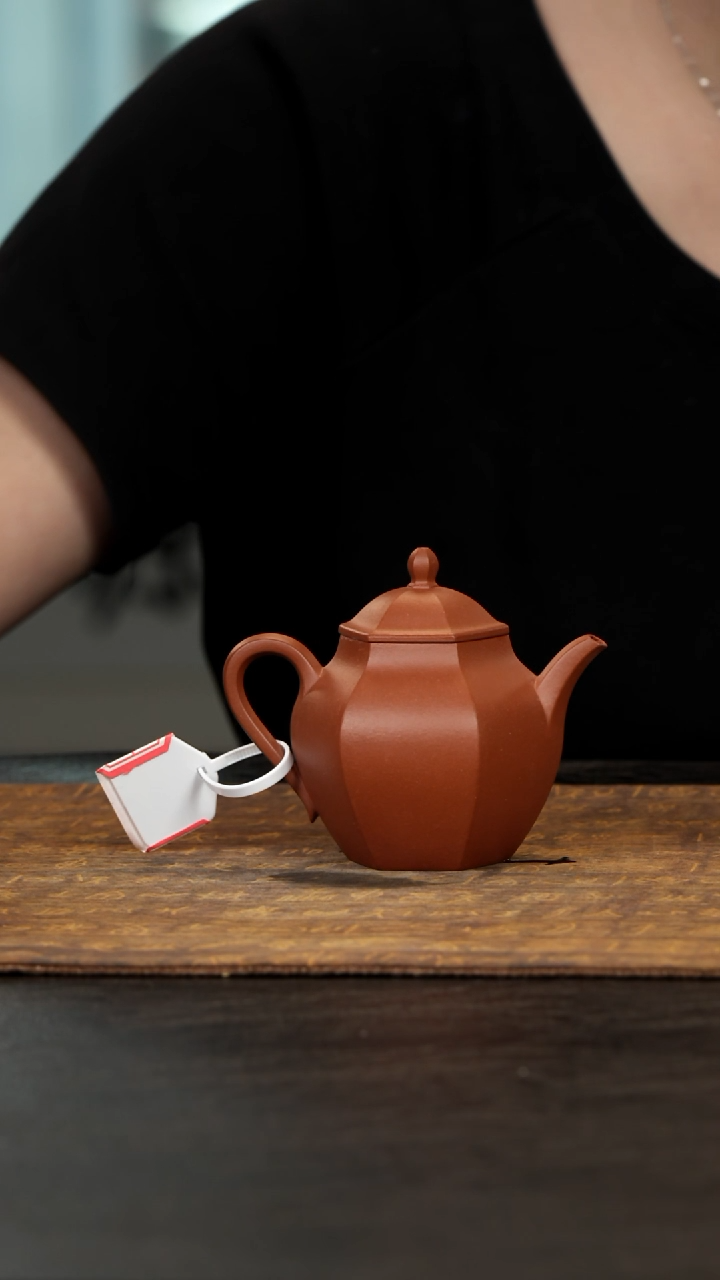 茶壶紫砂六方梨形小红泥