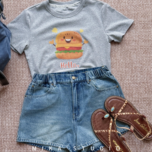 25夏季新品青少年正肩修身弹力舒适棉圆领短袖少女T恤