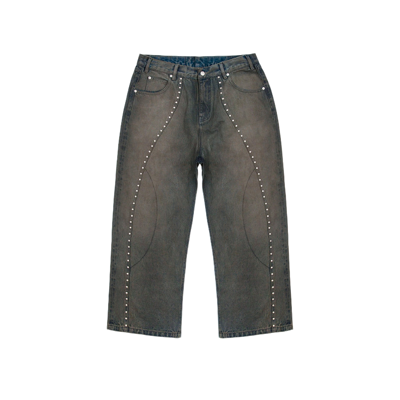 【官方正品】VANDYTHEPINK Waxed Stud Denim双膝刷蜡牛仔裤