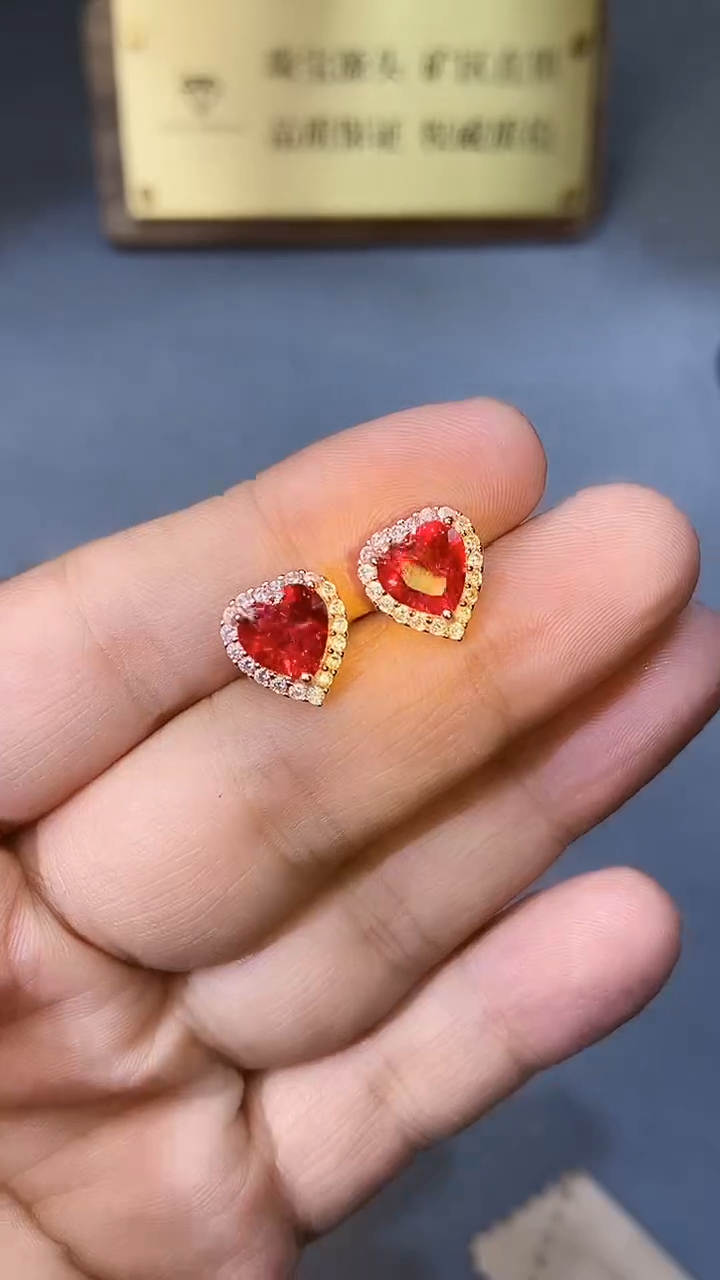 【闪购商品】红宝石耳饰银S925镶嵌354