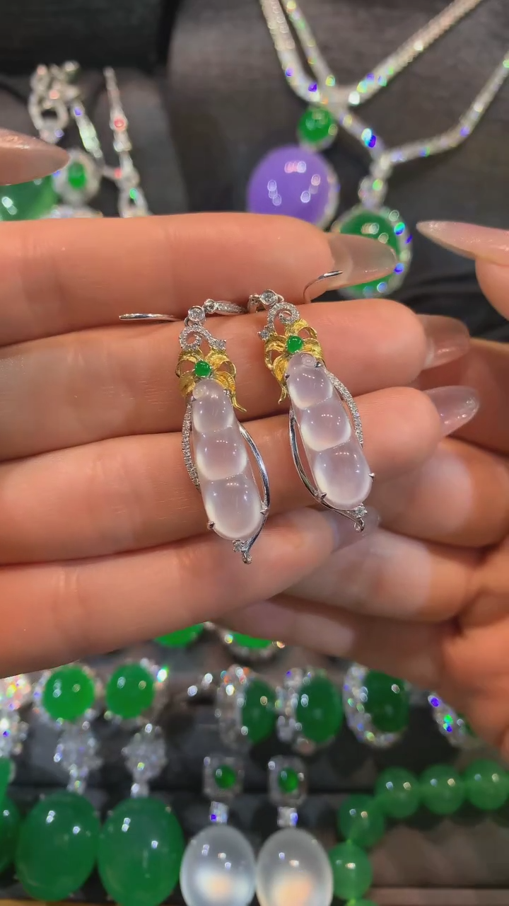 【闪购商品】翡翠耳饰18K金镶嵌耳饰