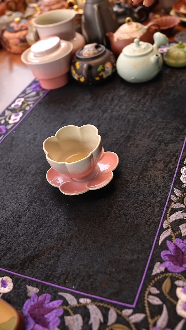 茶壶紫砂桃花醉花瓣套杯