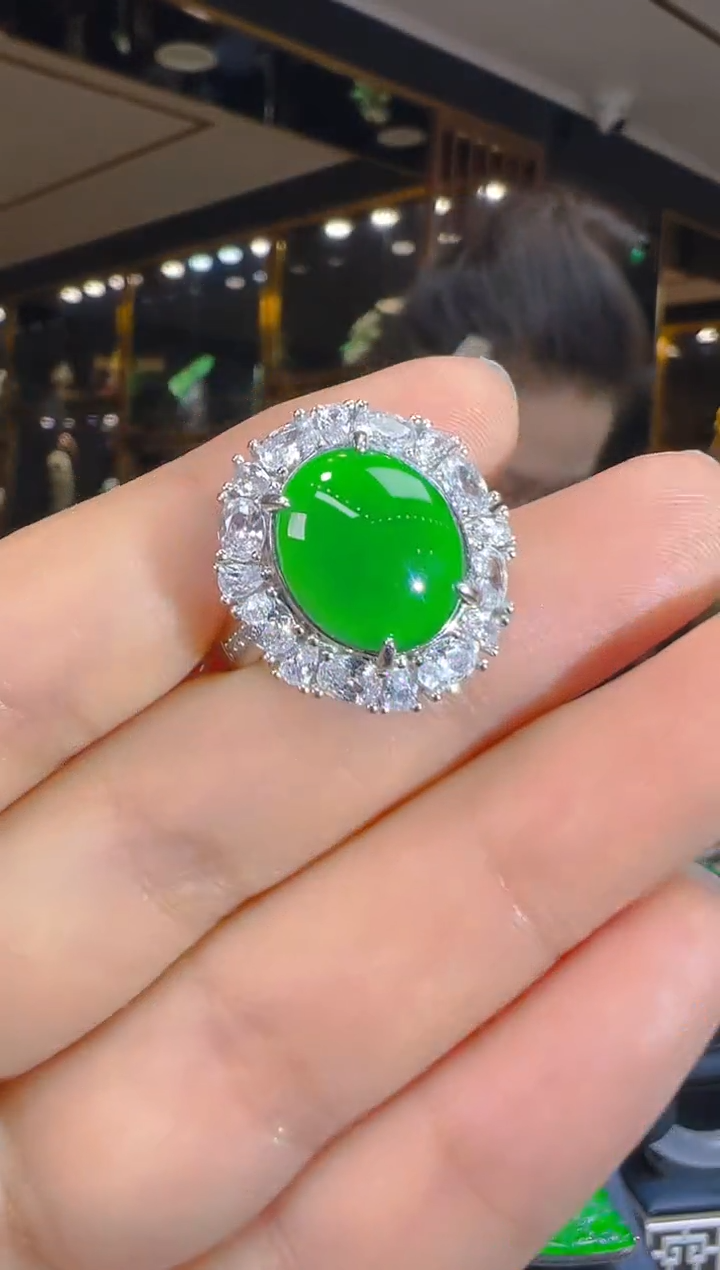 翡翠戒指银S925镶嵌020（多样性发其一）