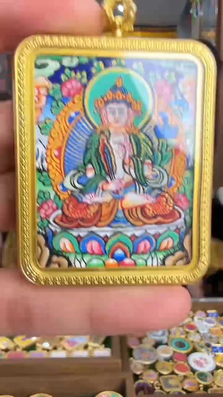 吊坠大势至-纯手绘矿物原料唐卡