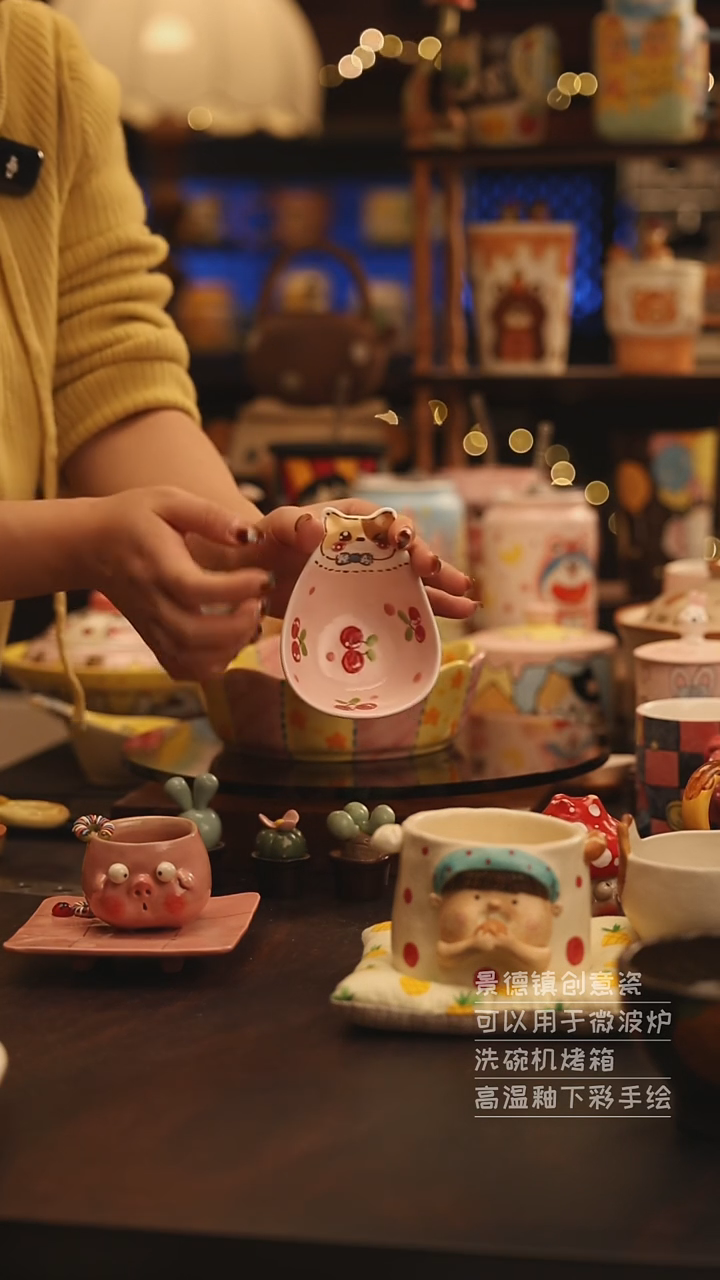 陶瓷景德镇可爱陶瓷釉下彩绘设计师款