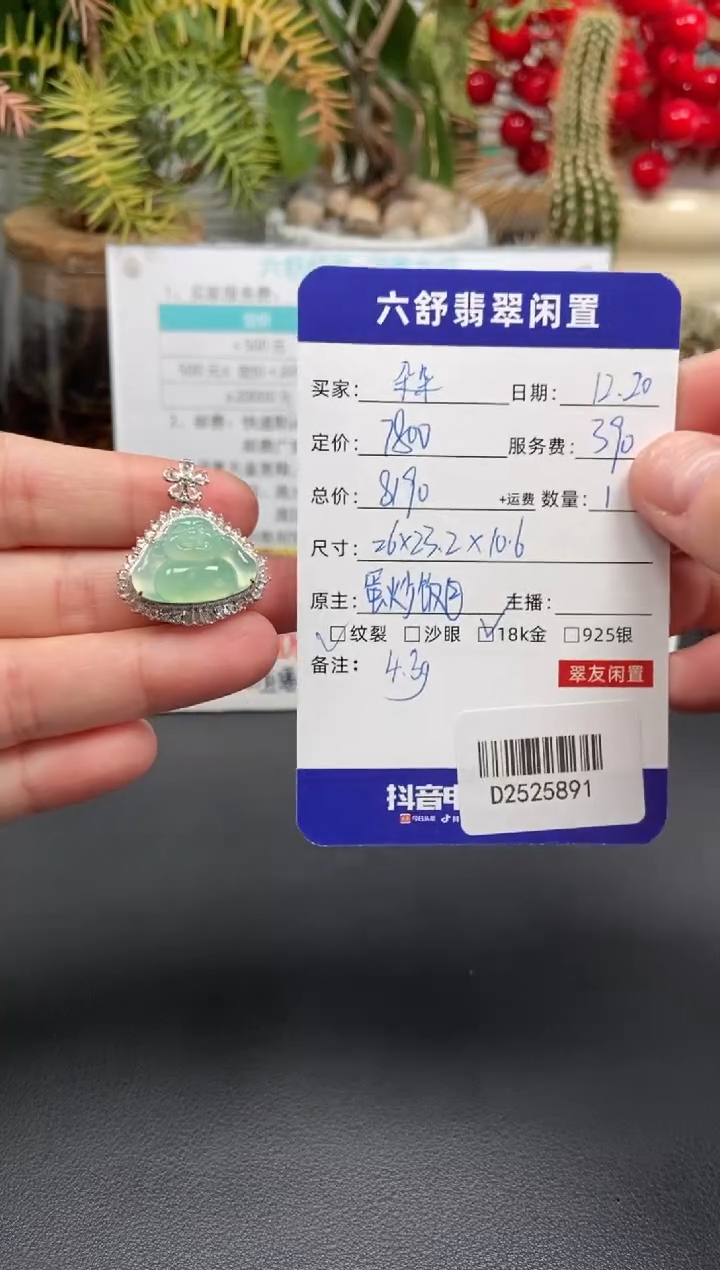 颈饰18K金镶嵌翡翠?*朵D2525891