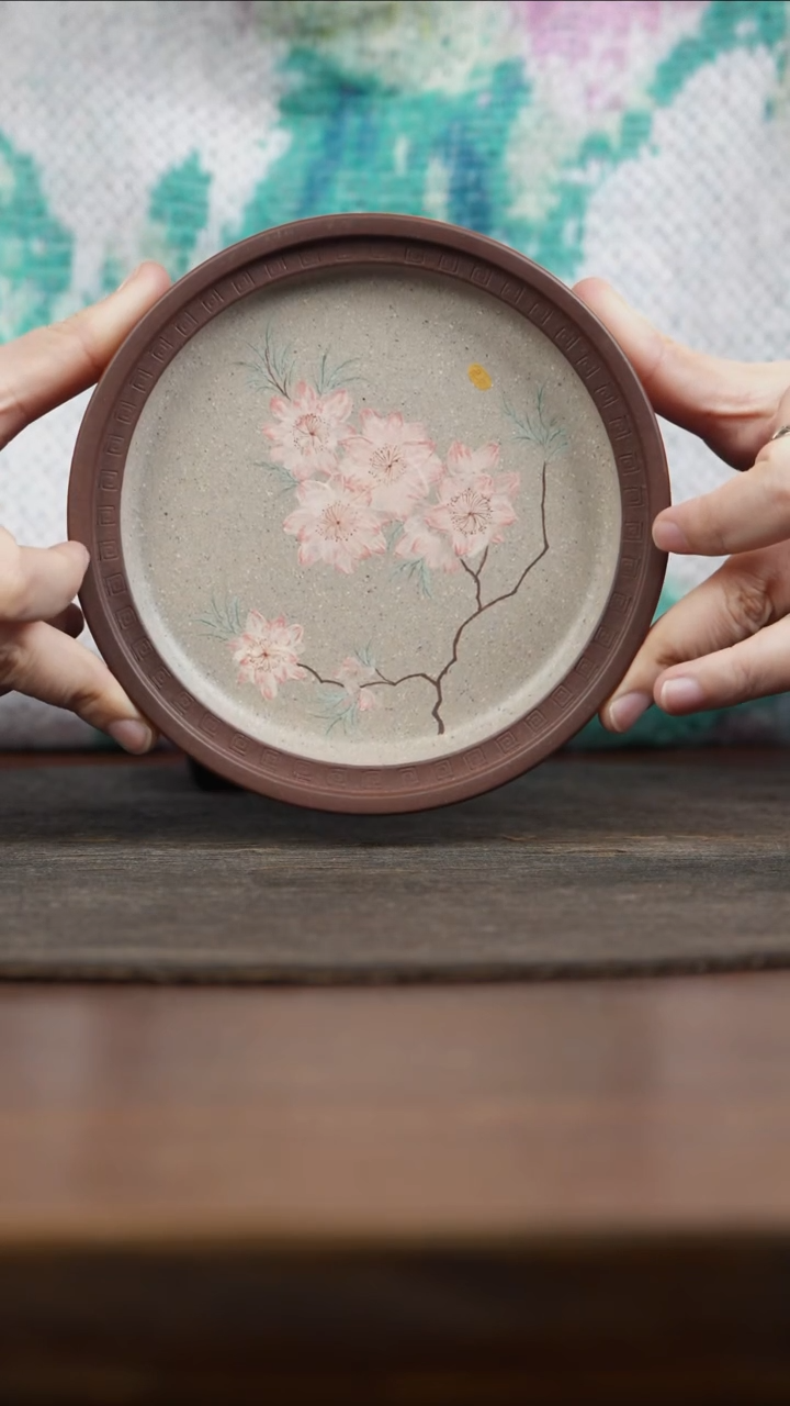 【闪购商品】紫砂茶叶罐定窑白泥绘花壶承