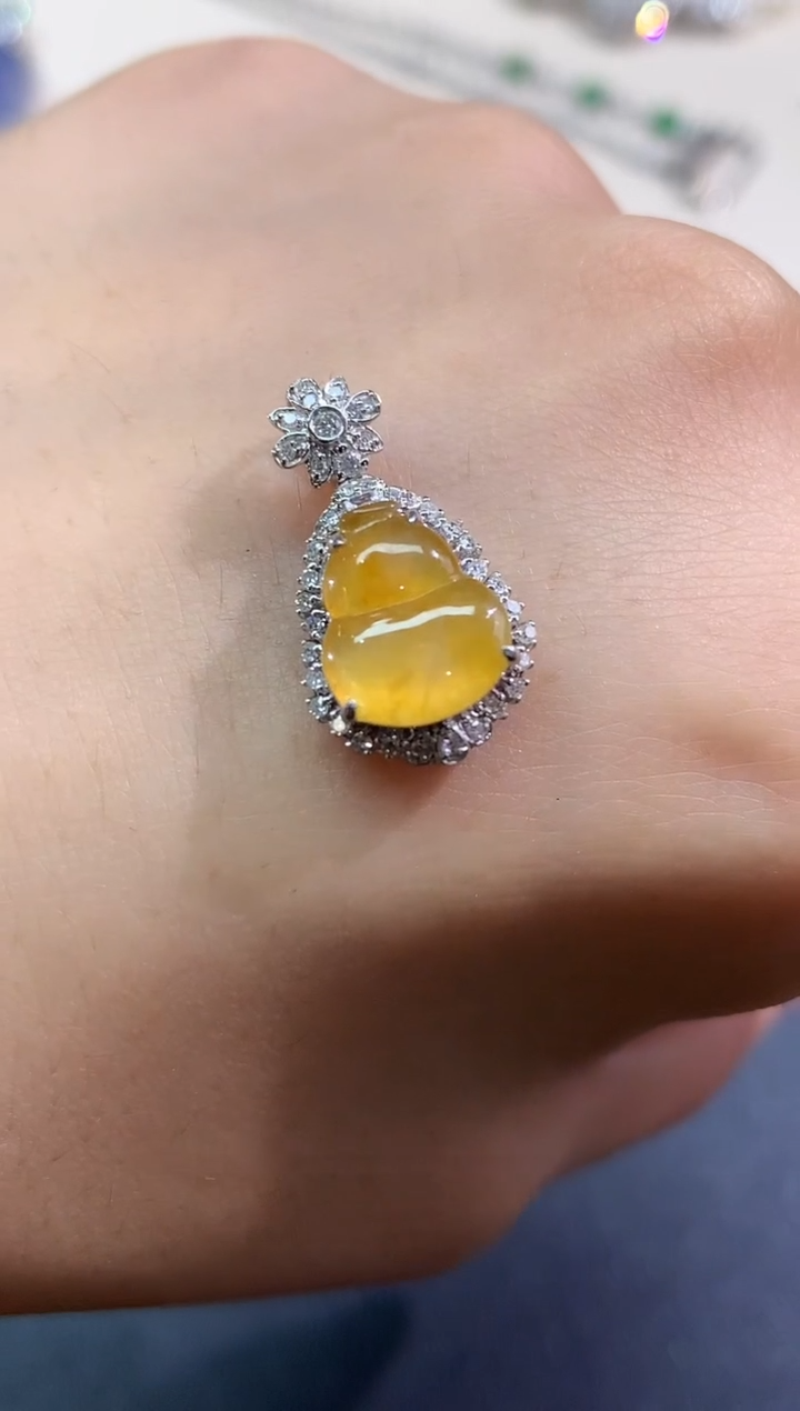 翡翠18K金镶嵌吊坠(不含链)吊坠(不含链)|2980+0