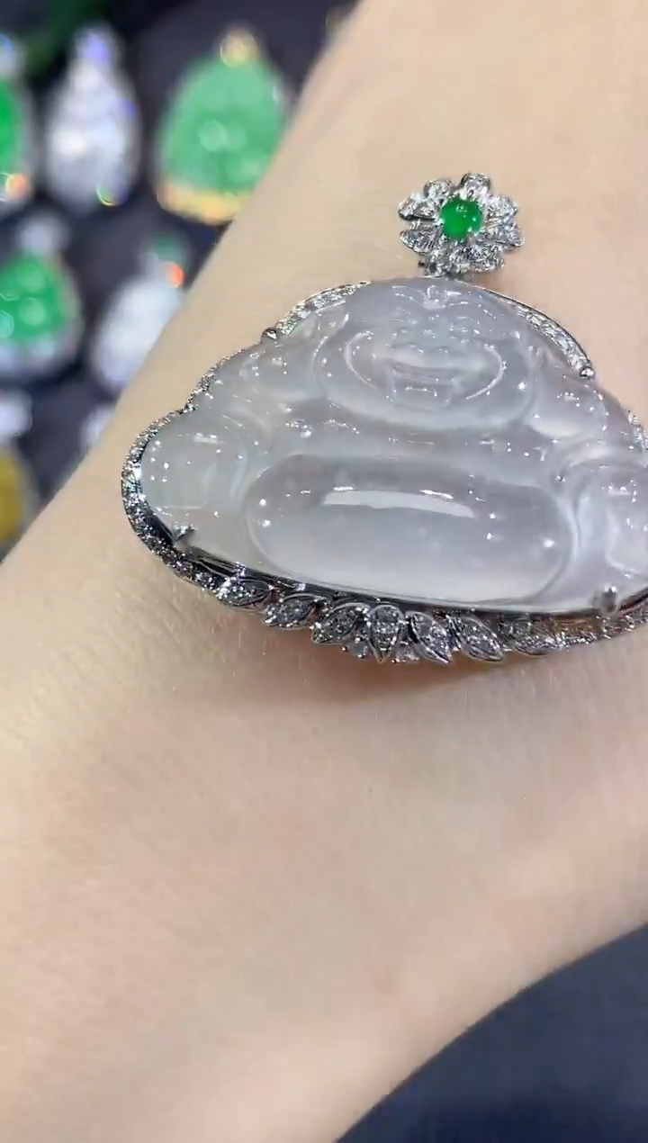 吊坠(不含链)18K金镶嵌翡翠D20翡翠