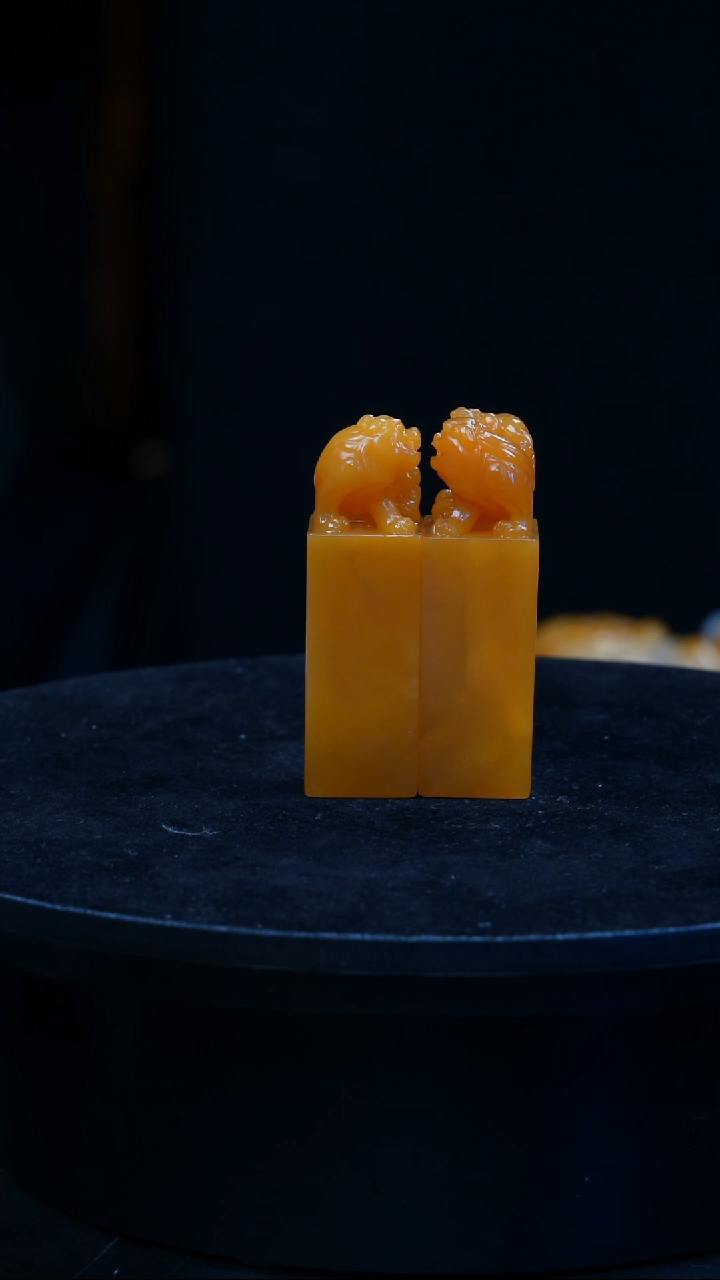 【闪购商品】寿山石印石88克北田瑞兽对章