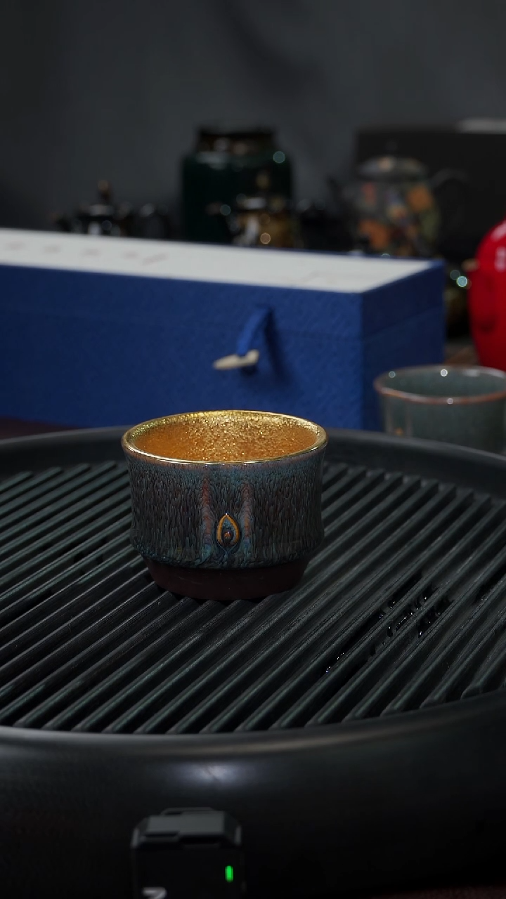 【闪购商品】杯【宜景窑天目釉青釉鎏金系列】玉竹