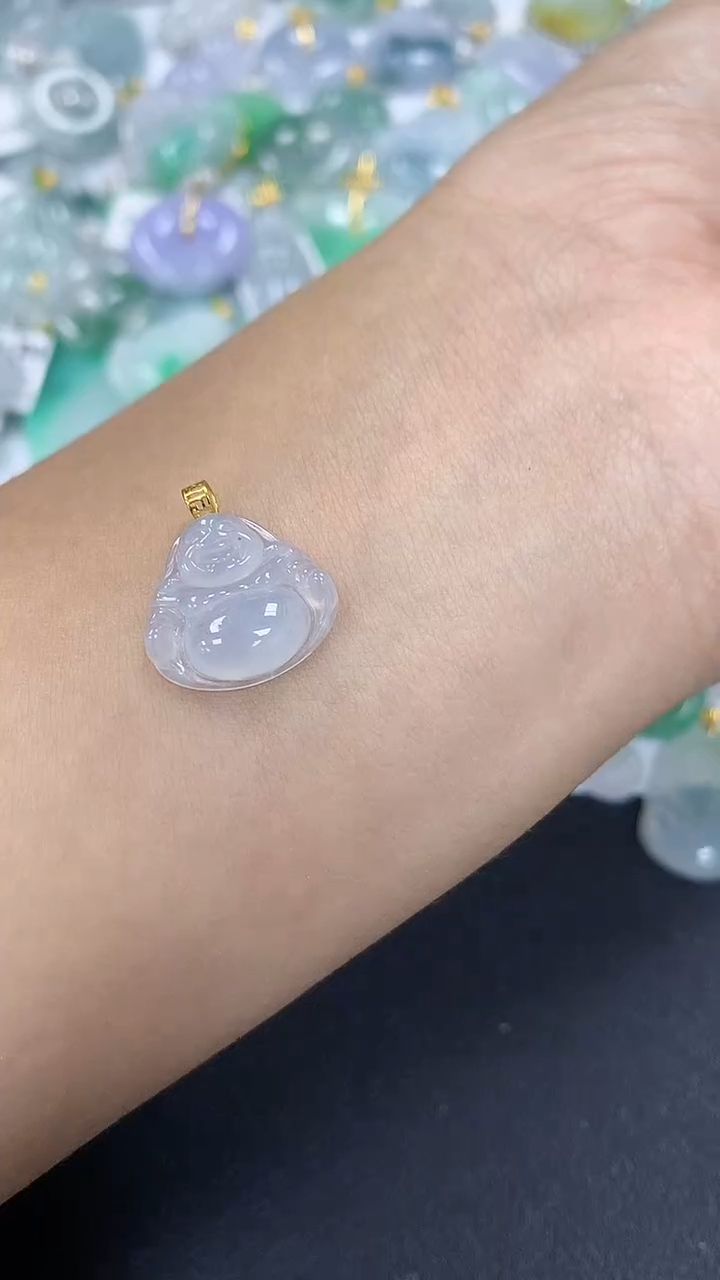 颈饰18K金镶嵌翡翠a货假一赔三支持复检百元上9元证书费自理