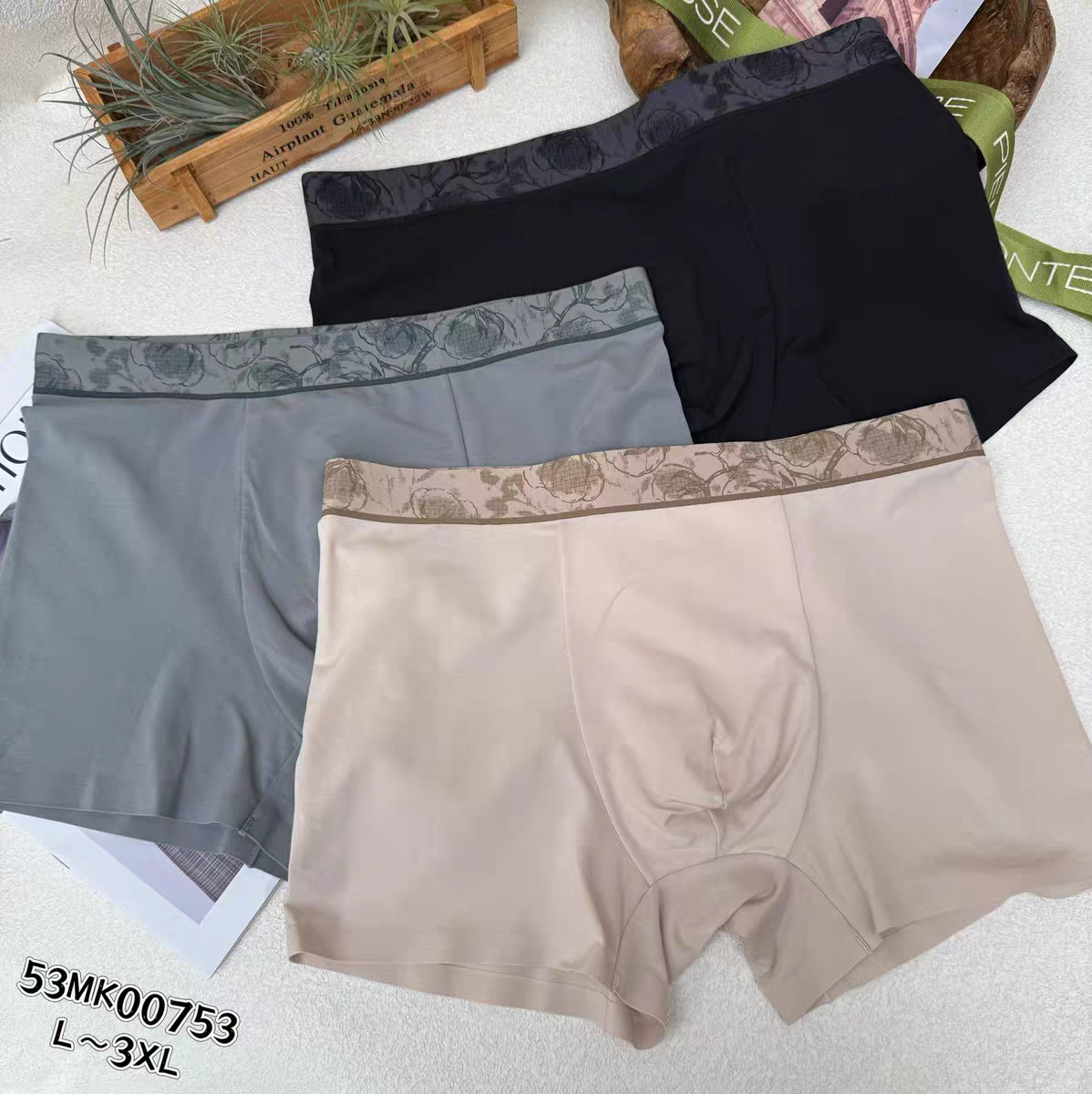 棉柔系列 秋冬男士纯棉内裤透气平角裤衩舒适裸感中腰四角裤头