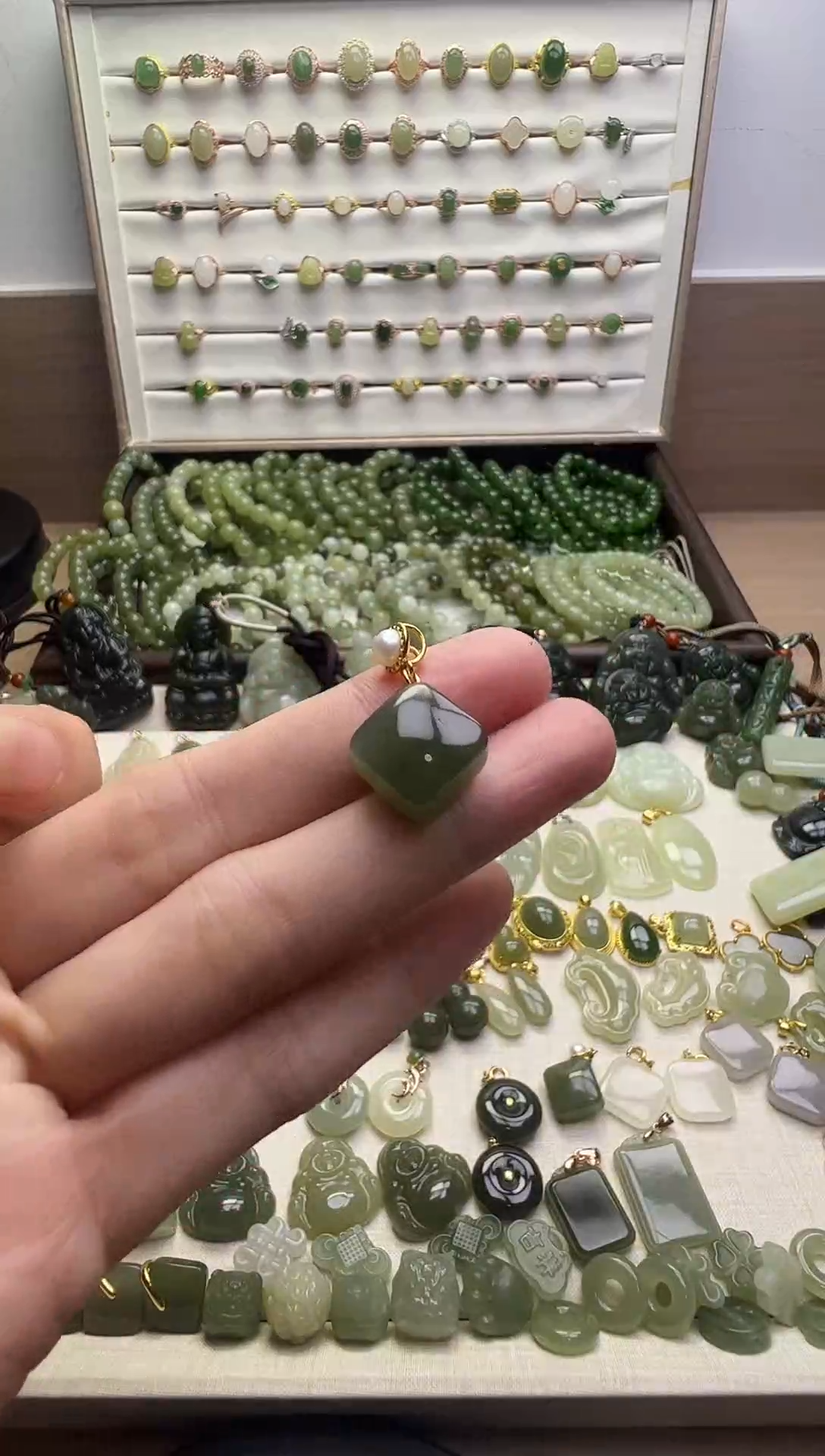 吊坠(赠链)银S925镶嵌和田玉小方糖