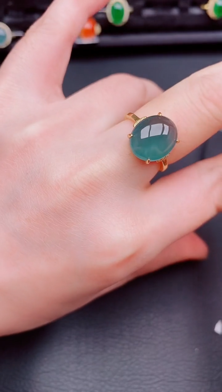 【闪购商品】翡翠戒指银S925镶嵌天然a货翡翠190