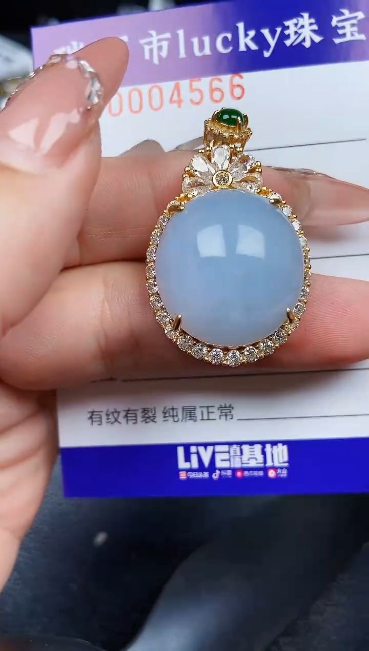 翡翠银S925镶嵌颈饰4566