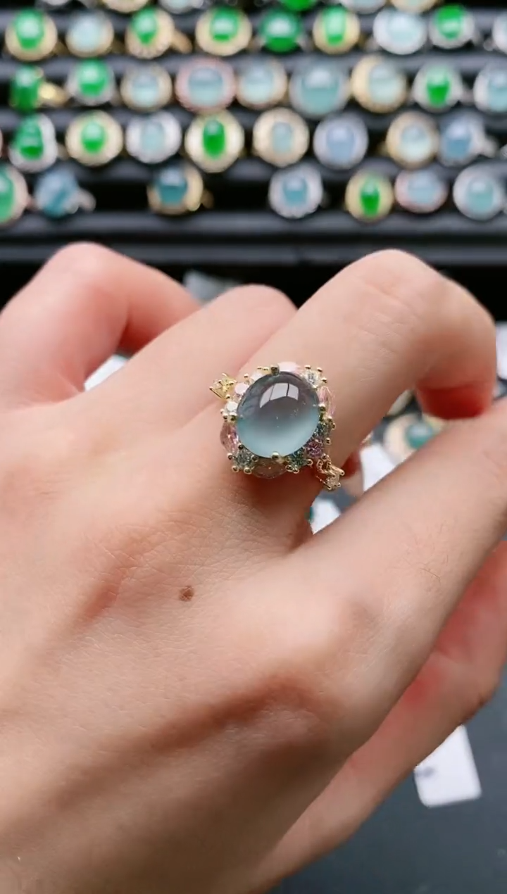 【闪购商品】翡翠戒指银S925镶嵌111111