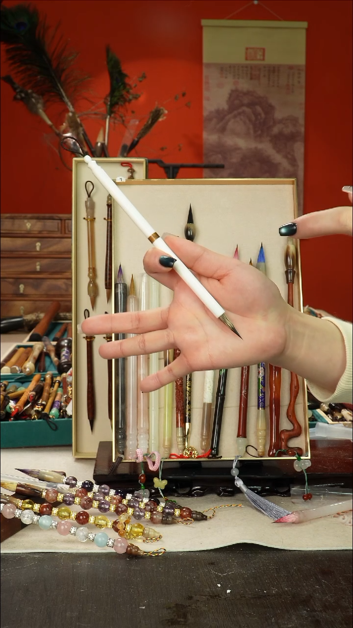 211号闪孤品高货毛笔链接 清水试笔 蘸墨不退