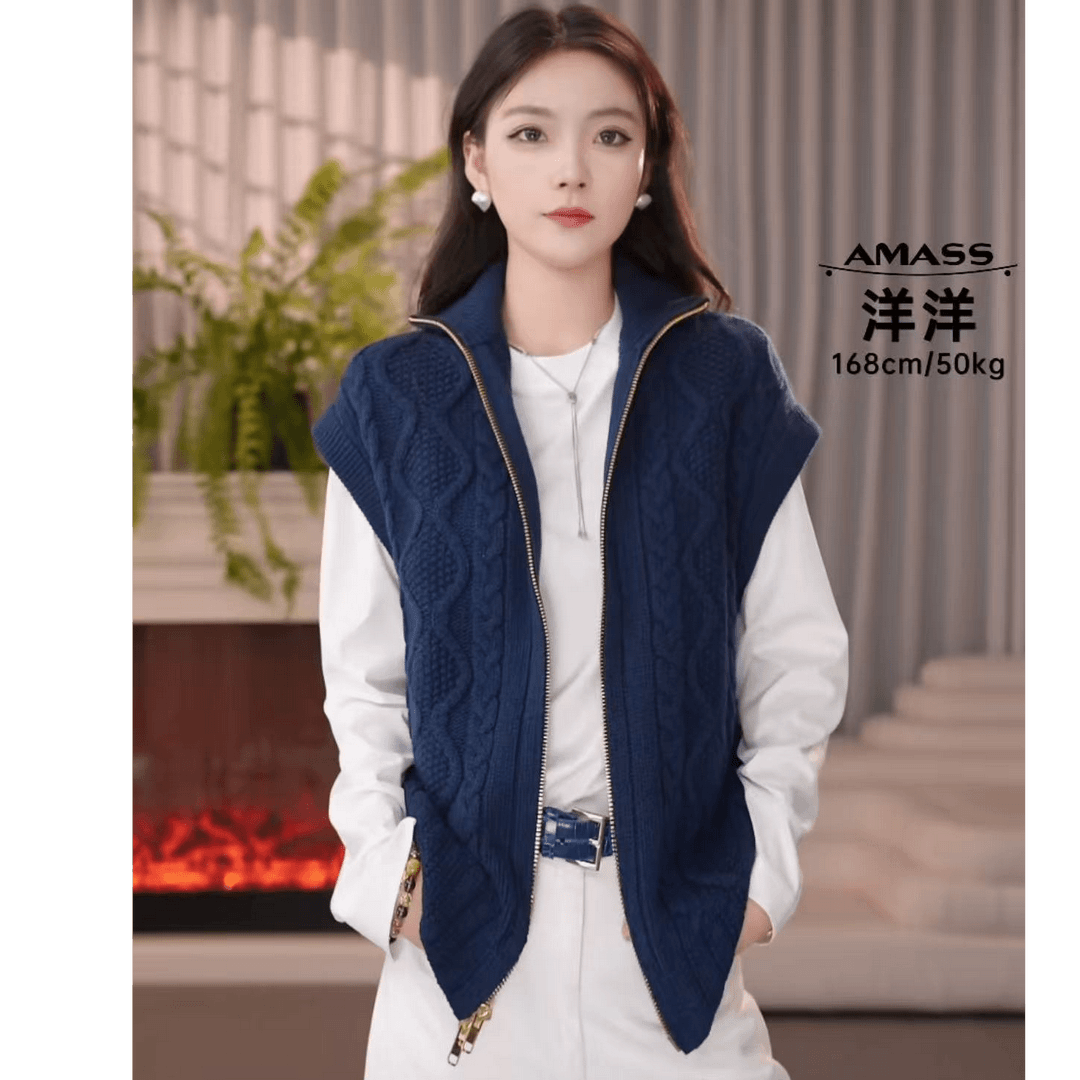AMASS/阿玛施 秋冬新款针织背心拉链马甲548069 