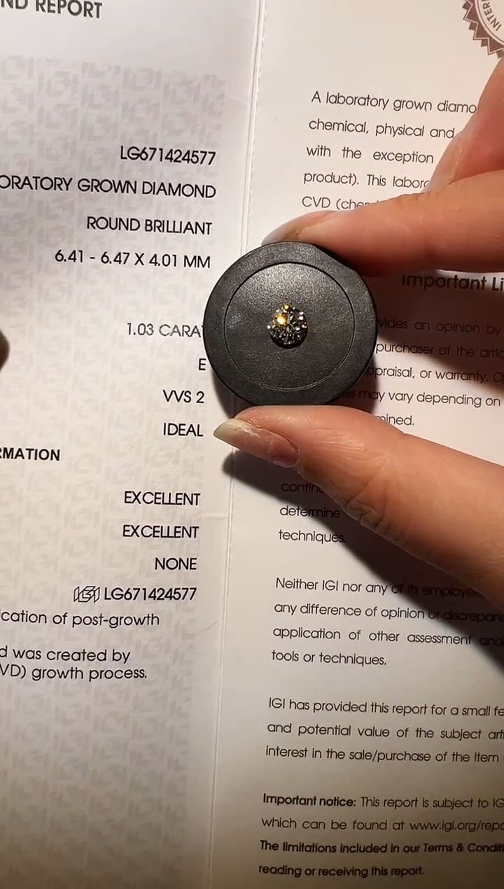 【闪购商品】实验室培育钻石裸石未镶嵌LG4577 1.03