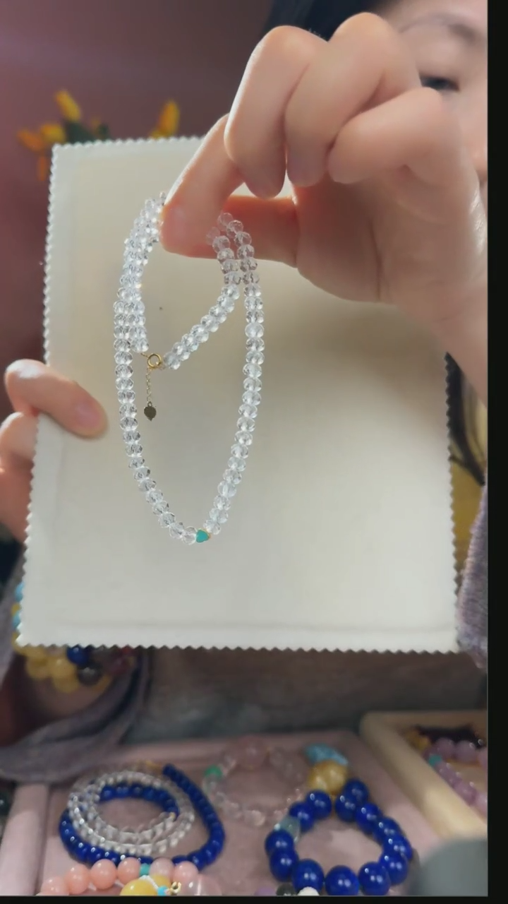 【闪购商品】水晶项链18K金镶嵌天然白水晶项链